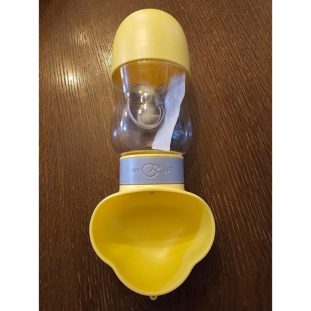 Portable Dog Water Bottle Food Dispenser 2-in-1 Leak Proof Pet Travel Cup Yellow